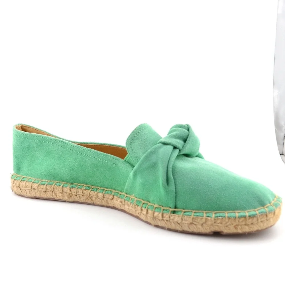 Talbots Espadrille Flats Women 8M Green Excellent Suede‎ Knotted Bow Womens